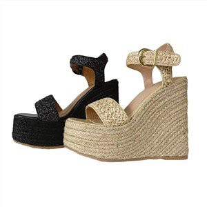 Hölgyek Fekete Espadrille Wedges